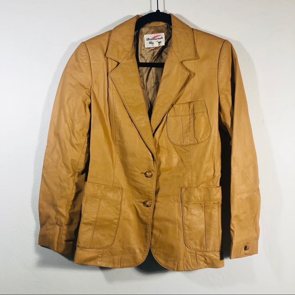 Vtg Diamond Leathers Tan Jacket 13/14( S-M )